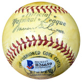 Forest "Woody" Jensen Autographed Official NL Giles Baseball Pittsburgh Pirates Vintage Beckett BAS #B26659
