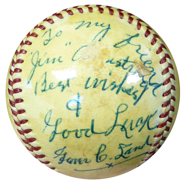 Grover Land Autographed Official AL Harridge Baseball "To My Friend Jim" Vintage Beckett BAS #B26658
