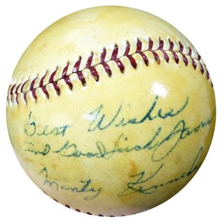 Monte Monty Kennedy Autographed Official NL Giles Baseball New York Giants Vintage Beckett BAS #B26657