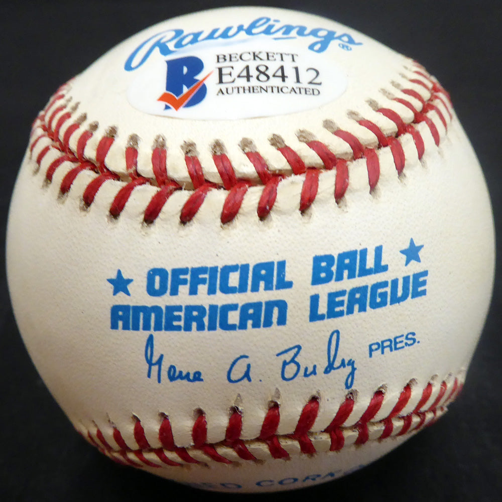 Herb Plews Autographed Official AL Baseball Boston Red Sox, Washington Senators Beckett BAS #E48412