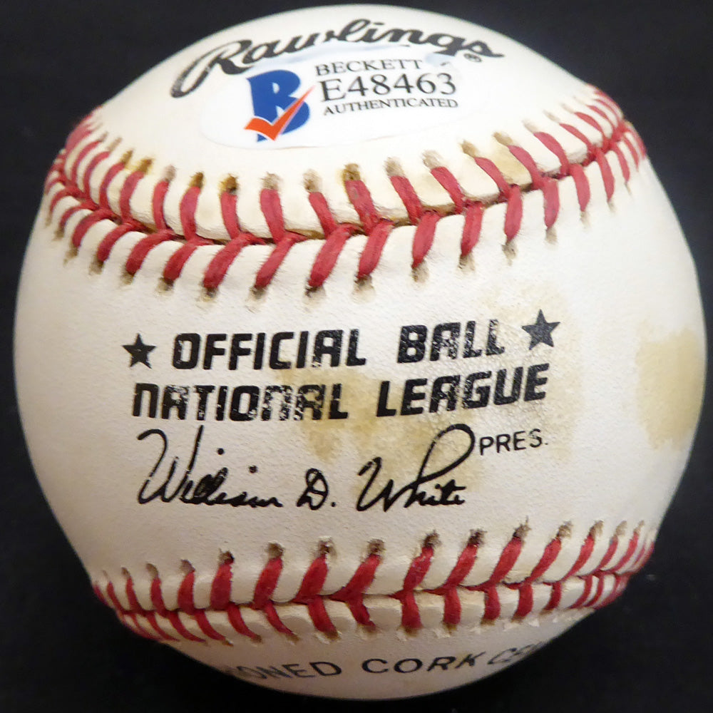 John Rutherford Autographed Official NL Baseball Brooklyn Dodgers Beckett BAS #E48463