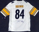 Pittsburgh Steelers Antonio Brown Autographed White Nike Jersey Size L (Signature Bleeding) Beckett BAS Stock #126634