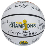 1978-79 NBA Champions Seattle Supersonics Multi Signed Autographed Basketball With 9 Signatures Including Fred Brown & Lenny Wilkens "HOF 89, 98, 10" MCS Holo Stock #145852