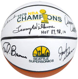 1978-79 NBA Champions Seattle Supersonics Multi Signed Autographed Basketball With 9 Signatures Including Fred Brown & Lenny Wilkens "HOF 89, 98, 10" MCS Holo Stock #145852