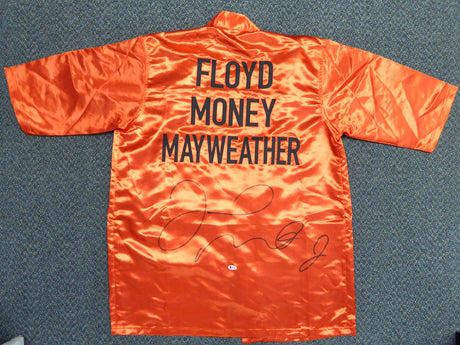 Floyd Mayweather Jr. Autographed Red Boxing Robe Beckett BAS Stock #121818