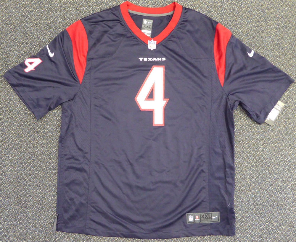 Houston Texans Deshaun Watson Autographed Blue Nike Jersey Size XXL Beckett BAS Stock #121899