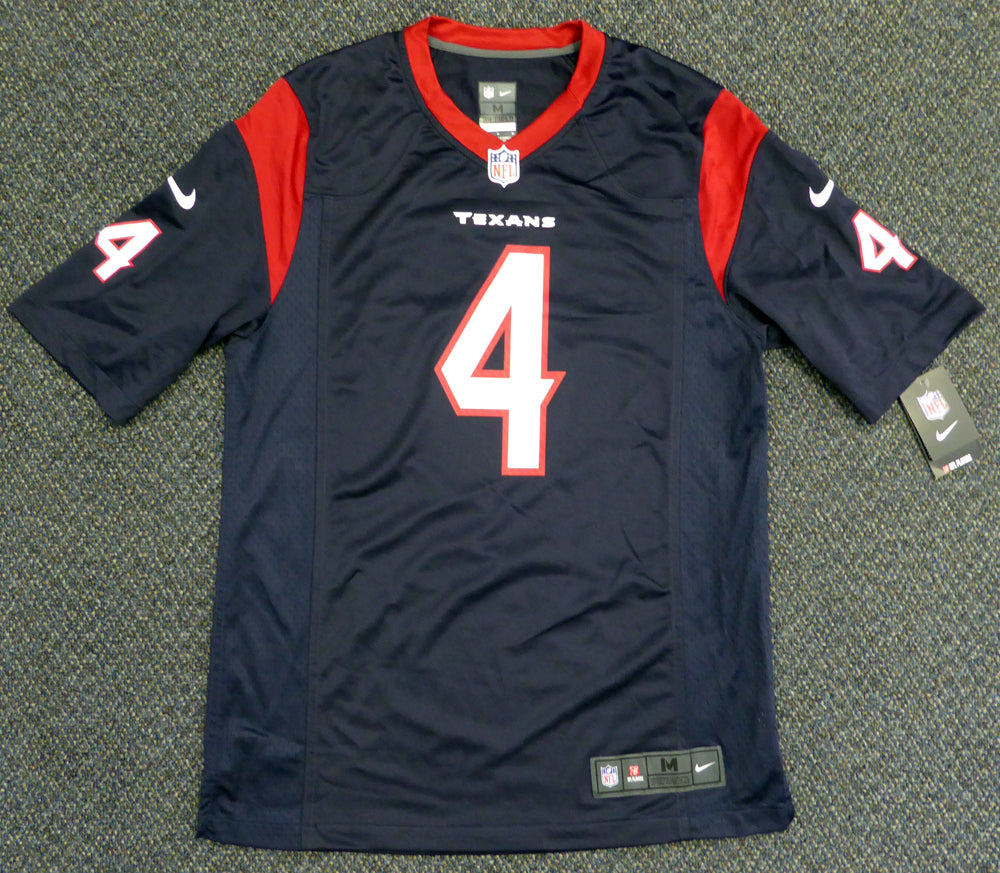 Houston Texans Deshaun Watson Autographed Blue Nike Jersey Size M Beckett BAS Stock #121901