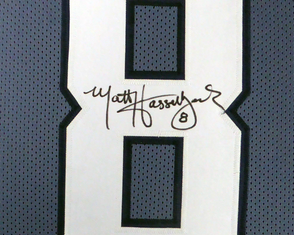 Seattle Seahawks Matt Hasselbeck Autographed Framed Blue Jersey MCS Holo Stock #123639