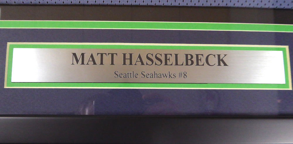 Seattle Seahawks Matt Hasselbeck Autographed Framed Blue Jersey MCS Holo Stock #123639