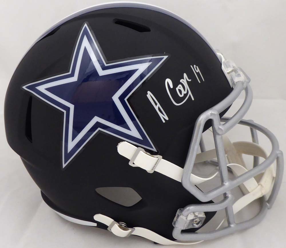 Amari Cooper Autographed Dallas Cowboys Matte Black Full Size Speed Replica Helmet JSA #WPP301497