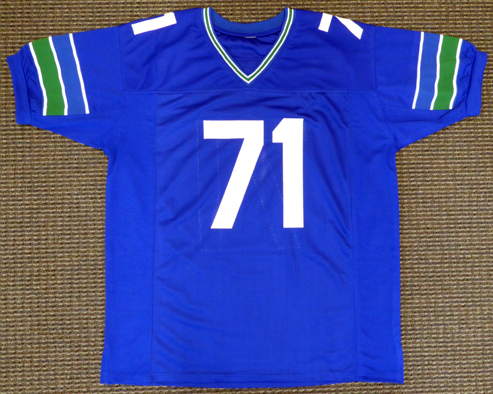 Seattle Seahawks Walter Jones Autographed Blue Jersey MCS Holo Stock #124675