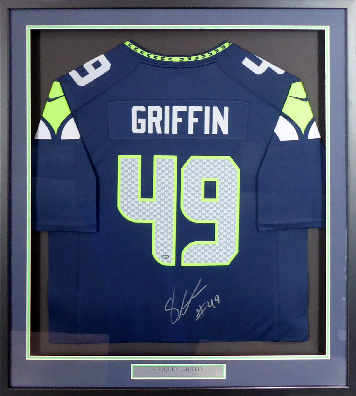 Seattle Seahawks Shaquem Griffin Autographed Framed Blue Nike Jersey MCS Holo #75750