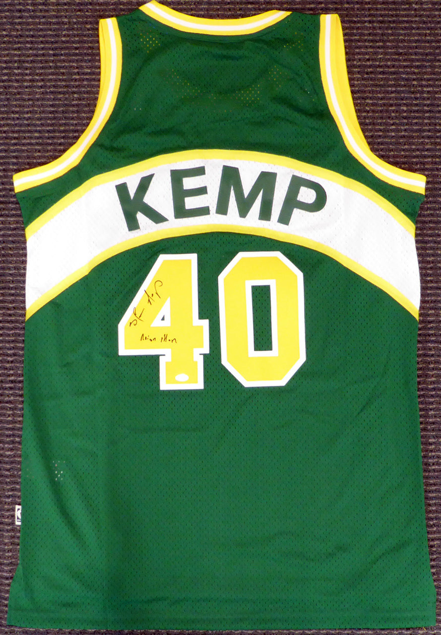 Seattle Sonics Shawn Kemp Autographed Green Adidas Hardwood Classics Jersey "Reign Man" MCS Holo Stock #125205