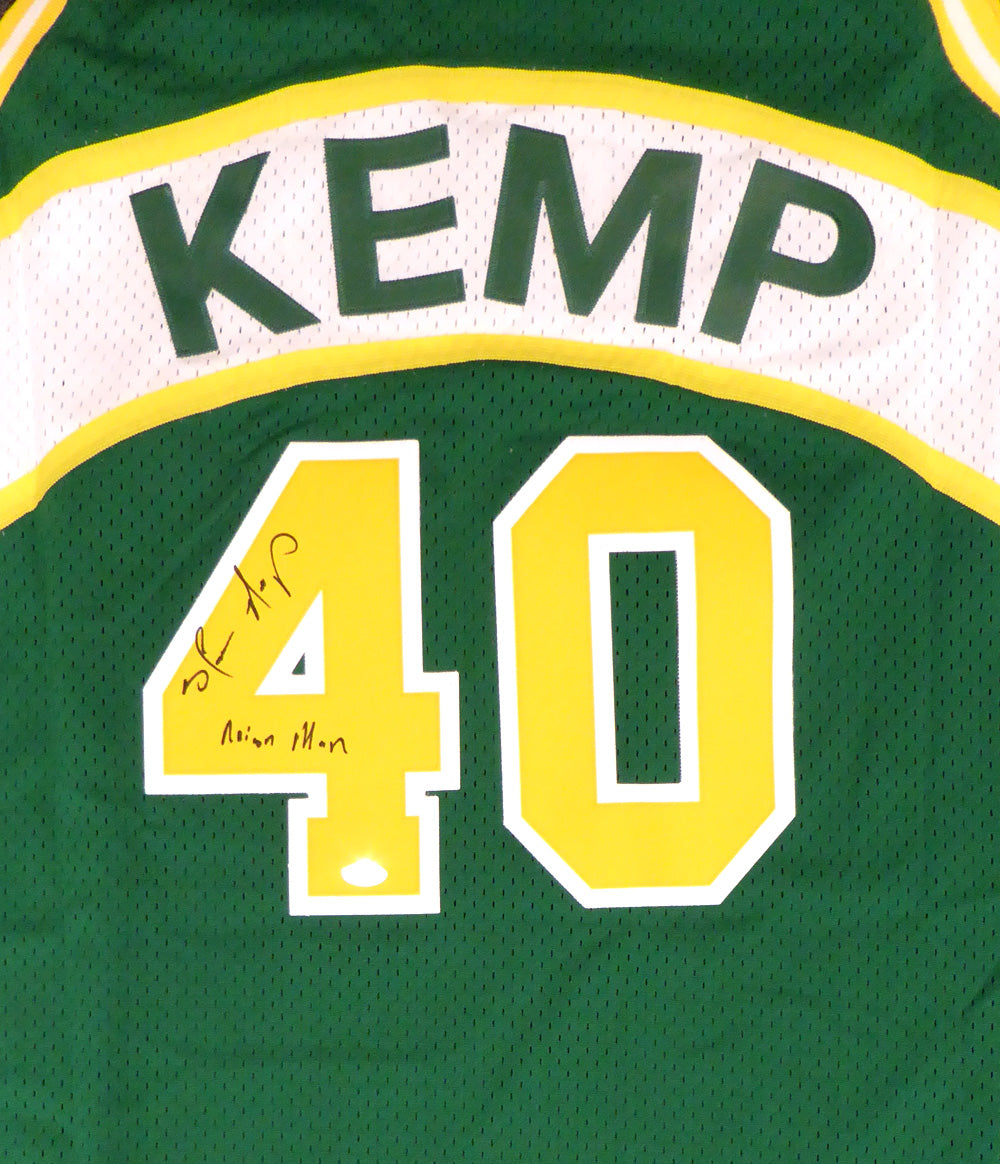 Seattle Sonics Shawn Kemp Autographed Green Adidas Hardwood Classics Jersey "Reign Man" MCS Holo Stock #125205
