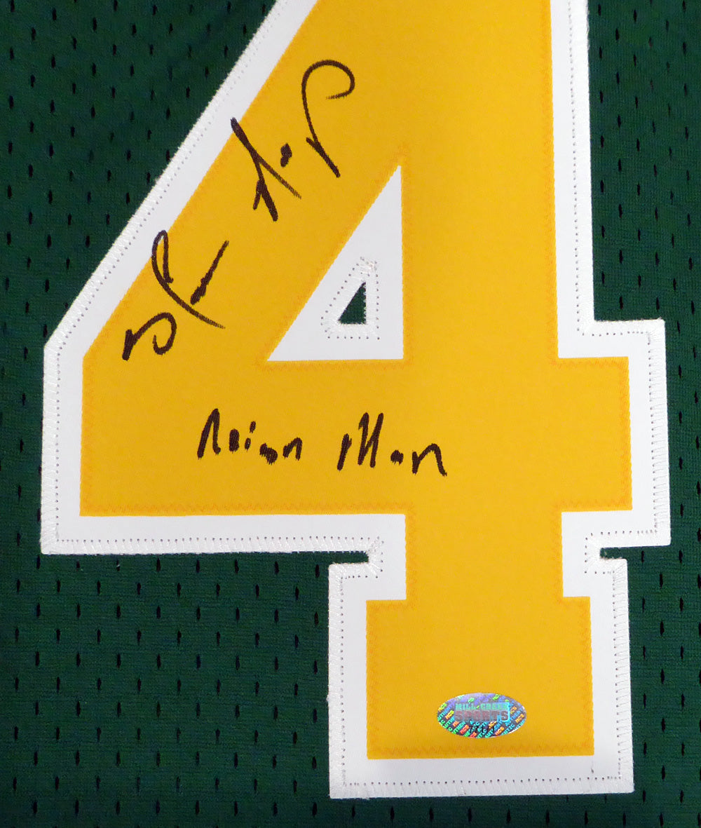 Seattle Sonics Shawn Kemp Autographed Green Adidas Hardwood Classics Jersey "Reign Man" MCS Holo Stock #125205