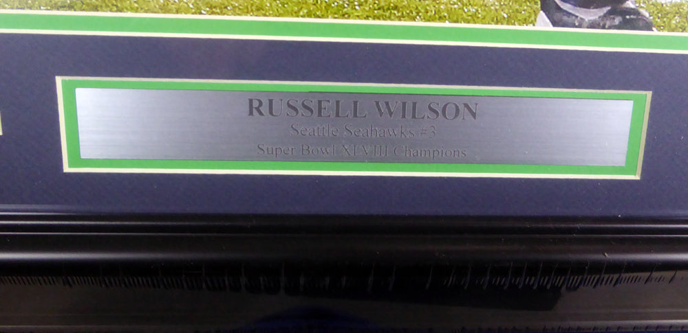 Russell Wilson Autographed Framed 16x20 Photo Seattle Seahawks Super Bowl "SB XLVIII Champs" RW Holo Stock #126669