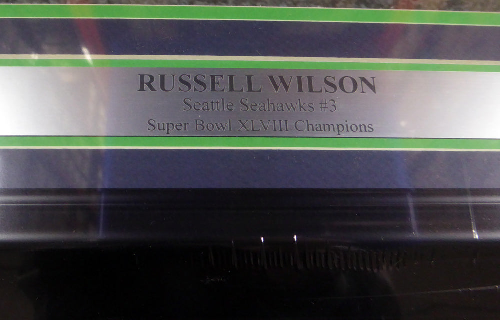 Russell Wilson Autographed Framed 16x20 Photo Seattle Seahawks Action Green Color Rush RW Holo Stock #126674
