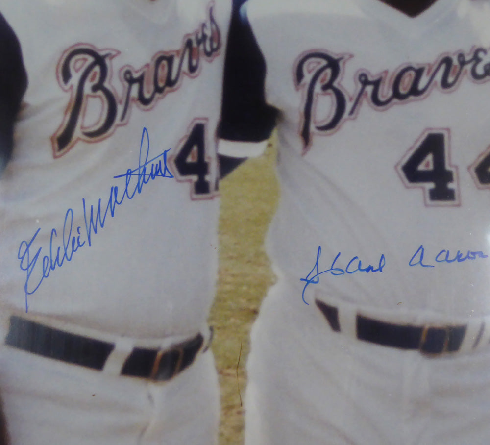 Hank Aaron & Eddie Mathews Autographed Framed 16x20 Photo Atlanta Braves PSA/DNA #X30528