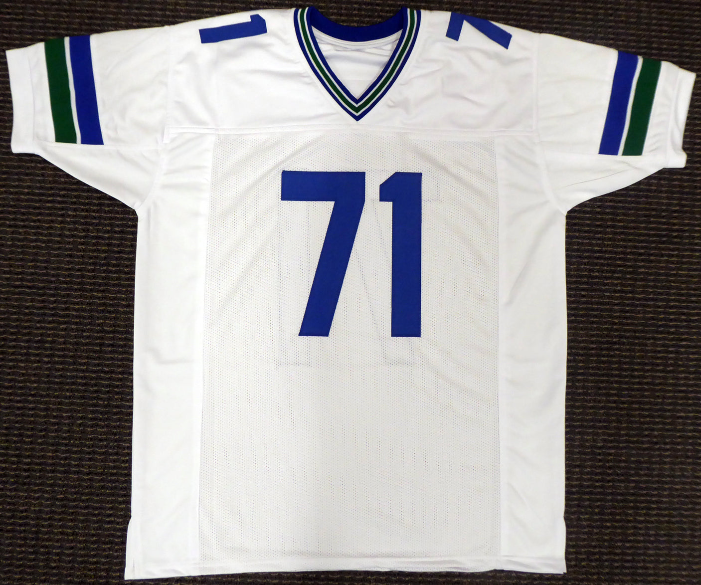 Seattle Seahawks Walter Jones Autographed White Jersey "HOF '14" MCS Holo Stock #157868