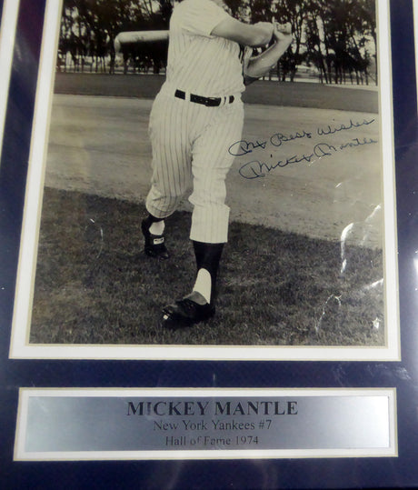 Mickey Mantle Autographed Framed 8x10 Photo New York Yankees "My Best Wishes" Vintage 1950's Signature (Creased) JSA #X74013