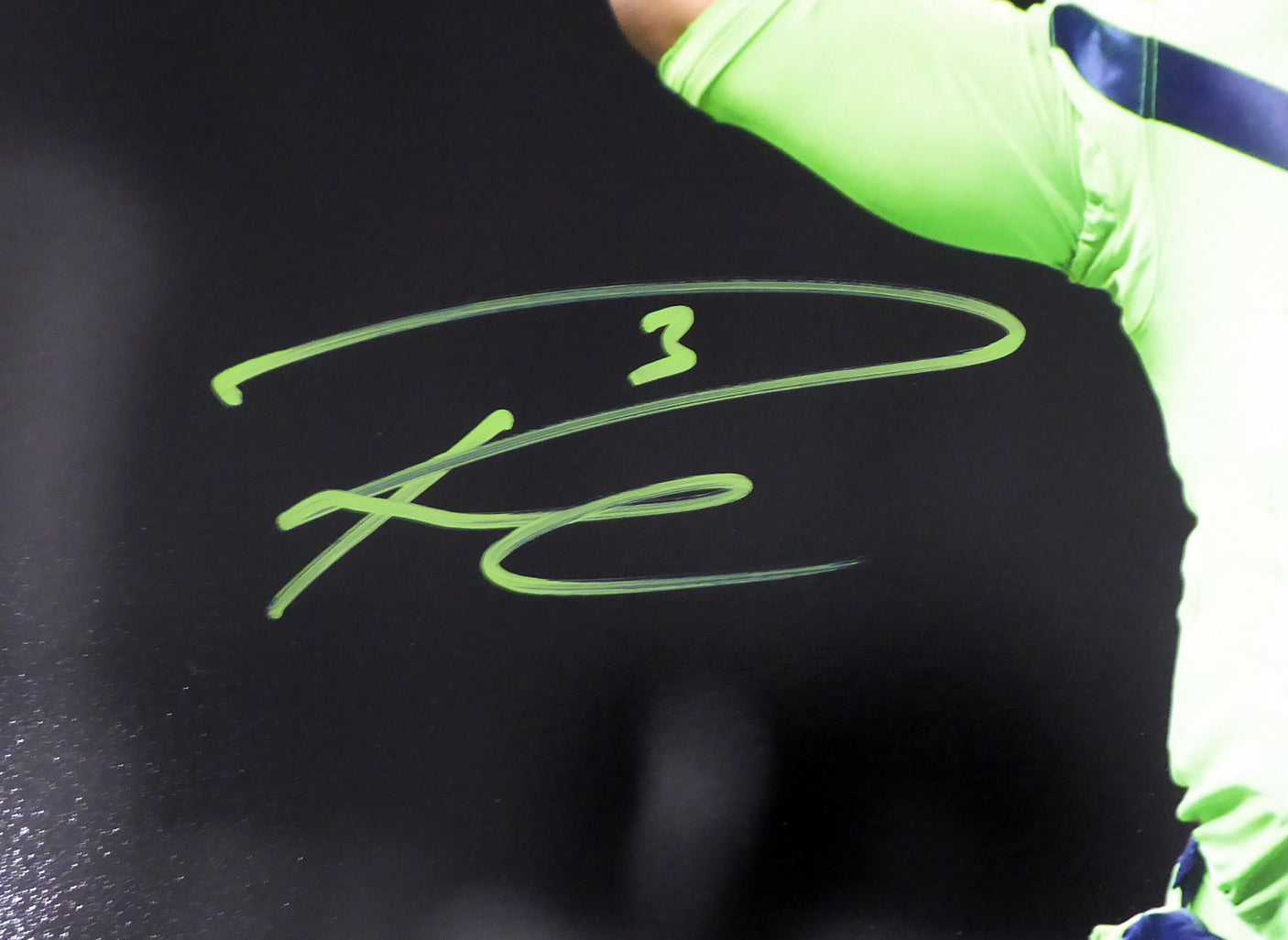 Russell Wilson Autographed 16x20 Photo Seattle Seahawks Action Green Color Rush PGA Patch RW Holo Stock #159121