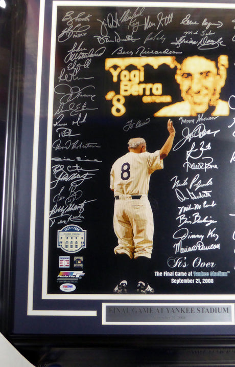 New York Yankees Team Greats Autographed Framed 16x20 Photo With 56 Signatures Including Yogi Berra PSA/DNA Stock #130312