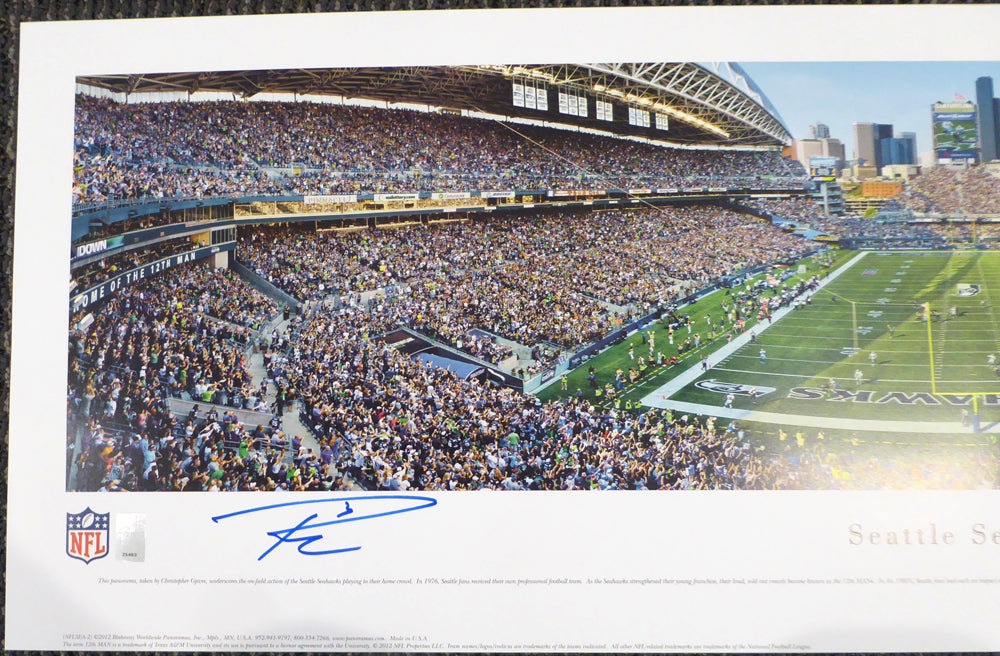 Russell Wilson Autographed 13x40 Century Link Field Panoramic Photo Seattle Seahawks RW Holo Stock #131231