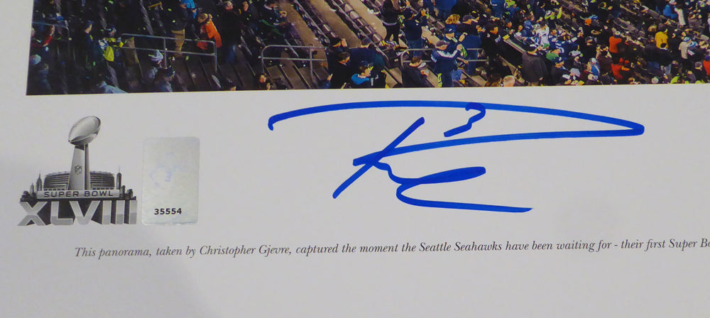 Russell Wilson Autographed 13x40 Super Bowl XLVIII Panoramic Photo Seattle Seahawks RW Holo Stock #131230