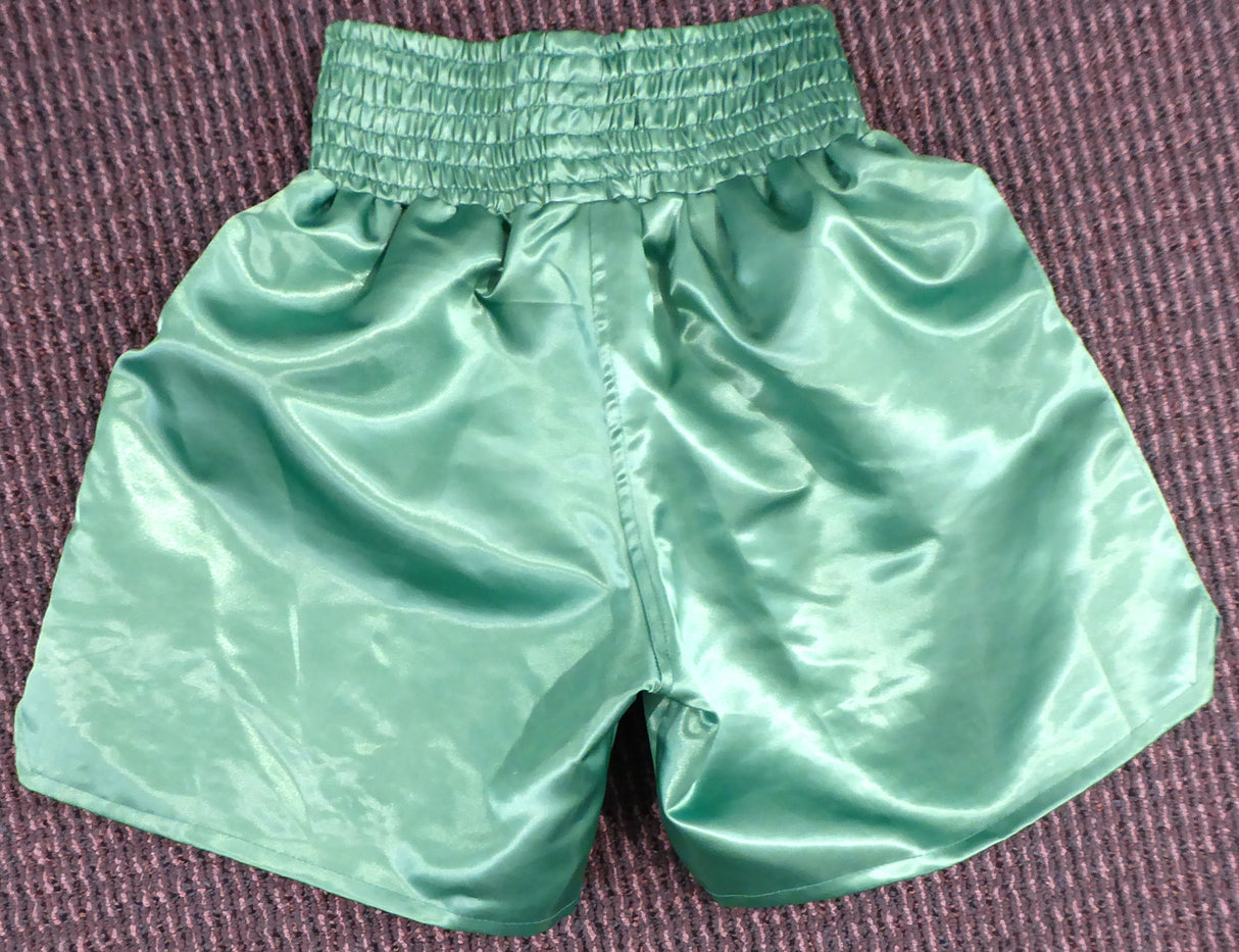 Floyd Mayweather Jr. Autographed Green Boxing Trunks "TMT" Beckett BAS Stock #159663