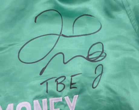 Floyd Mayweather Jr. Autographed Green Boxing Trunks "TBE" Beckett BAS Stock #159664