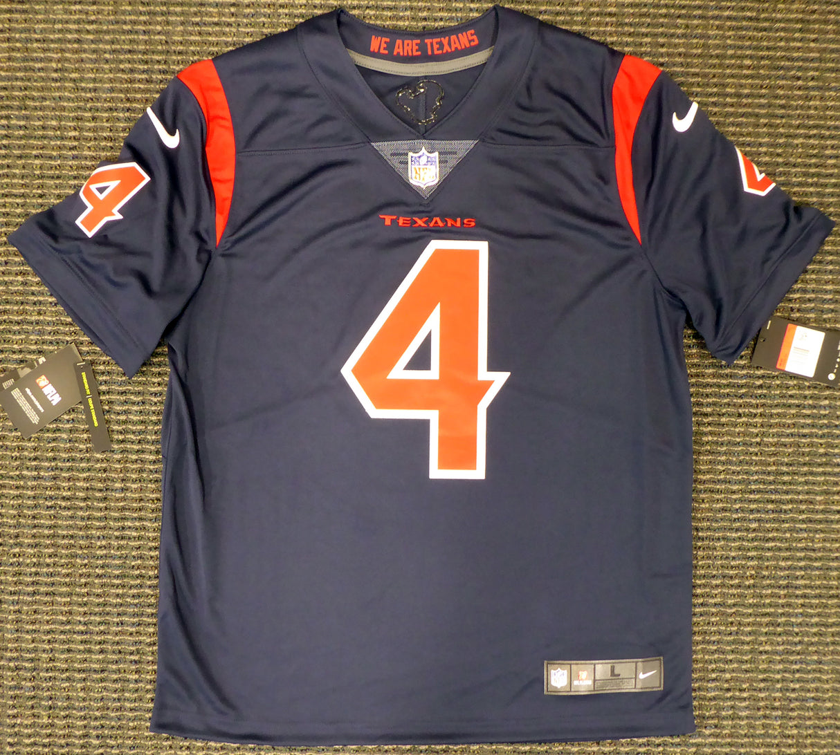Deshaun Watson Unsigned Blue/Red Nike Twill Houston Texans Jersey Size L SKU #159869