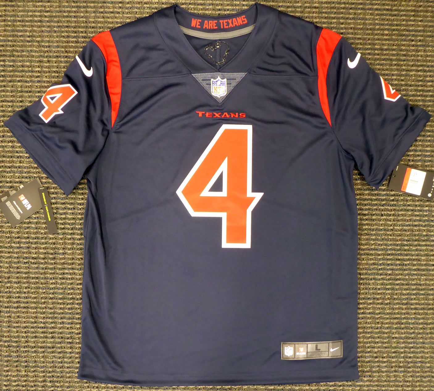 Deshaun Watson Unsigned Blue/Red Nike Twill Houston Texans Jersey Size L SKU #159869