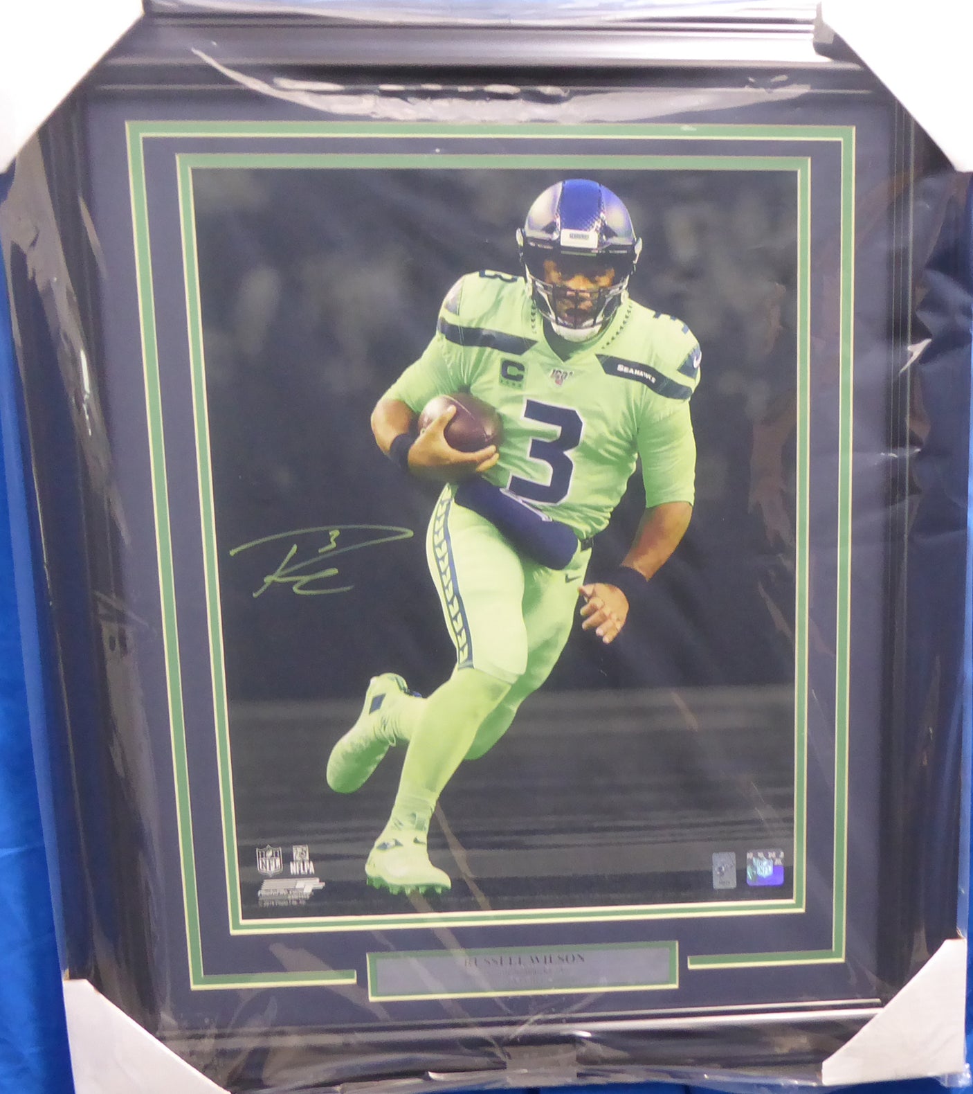 Russell Wilson Autographed Framed 16x20 Photo Seattle Seahawks RW Holo Stock #160826