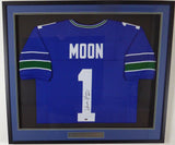 Seattle Seahawks Warren Moon Autographed Framed Blue Jersey "HOF 06" MCS Holo Stock #131916