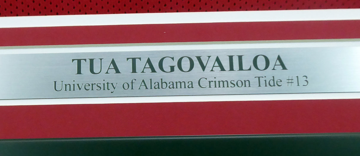 Alabama Crimson Tide Tua Tagovailoa Autographed Framed Red Jersey Beckett BAS Stock #162370