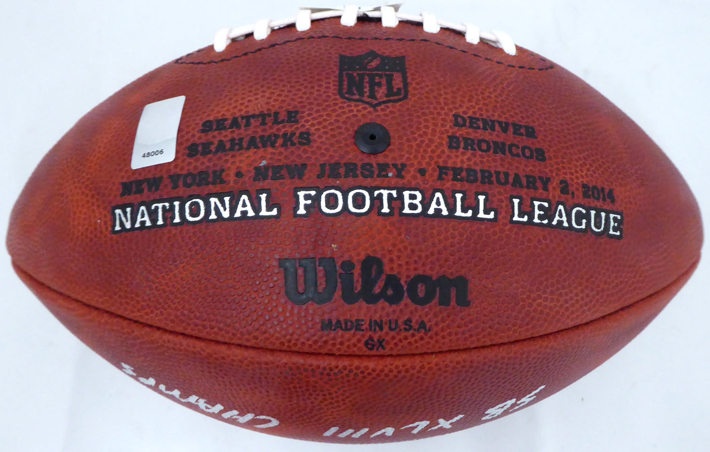 Russell Wilson Autographed Limited Edition Super Bowl Leather Football Seattle Seahawks "SB XLVIII Champs" RW Holo Stock #162974