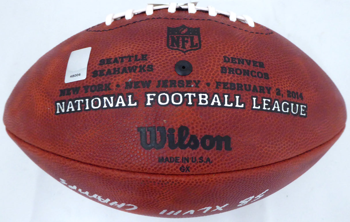 Russell Wilson Autographed Limited Edition Super Bowl Leather Football Seattle Seahawks "SB XLVIII Champs" RW Holo Stock #162974