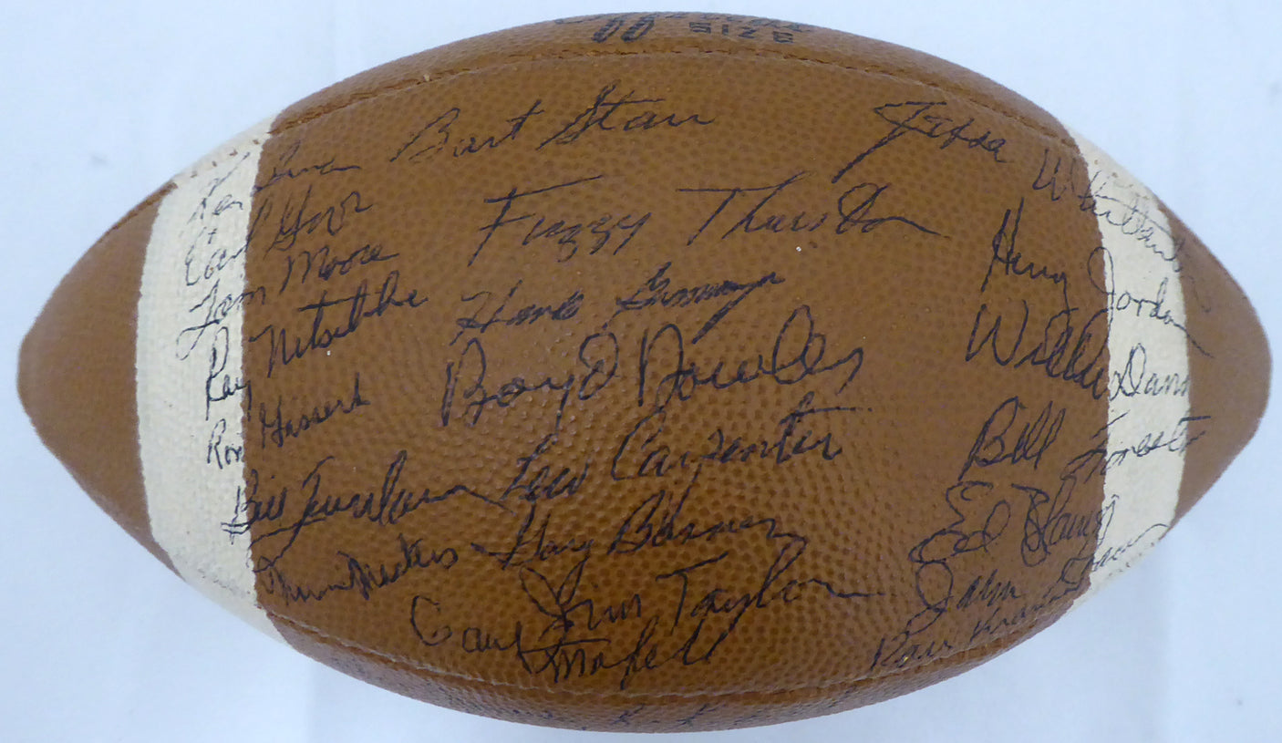 1962 NFL Champions Green Bay Packers Team Autographed Football With 39 Total Signatures Including Johnny "Blood" McNally, Vince Lombardi & Bart Starr Beckett BAS #A53869