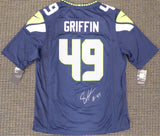 Seattle Seahawks Shaquem Griffin Autographed Blue Nike Jersey Size L MCS Holo Stock #134402