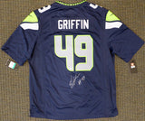 Seattle Seahawks Shaquem Griffin Autographed Blue Nike Jersey Size XL MCS Holo Stock #134403