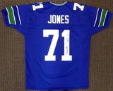 Seattle Seahawks Walter Jones Autographed Blue Jersey "HOF '14" MCS Holo Stock #165118
