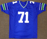 Seattle Seahawks Walter Jones Autographed Blue Jersey "HOF '14" MCS Holo Stock #165118