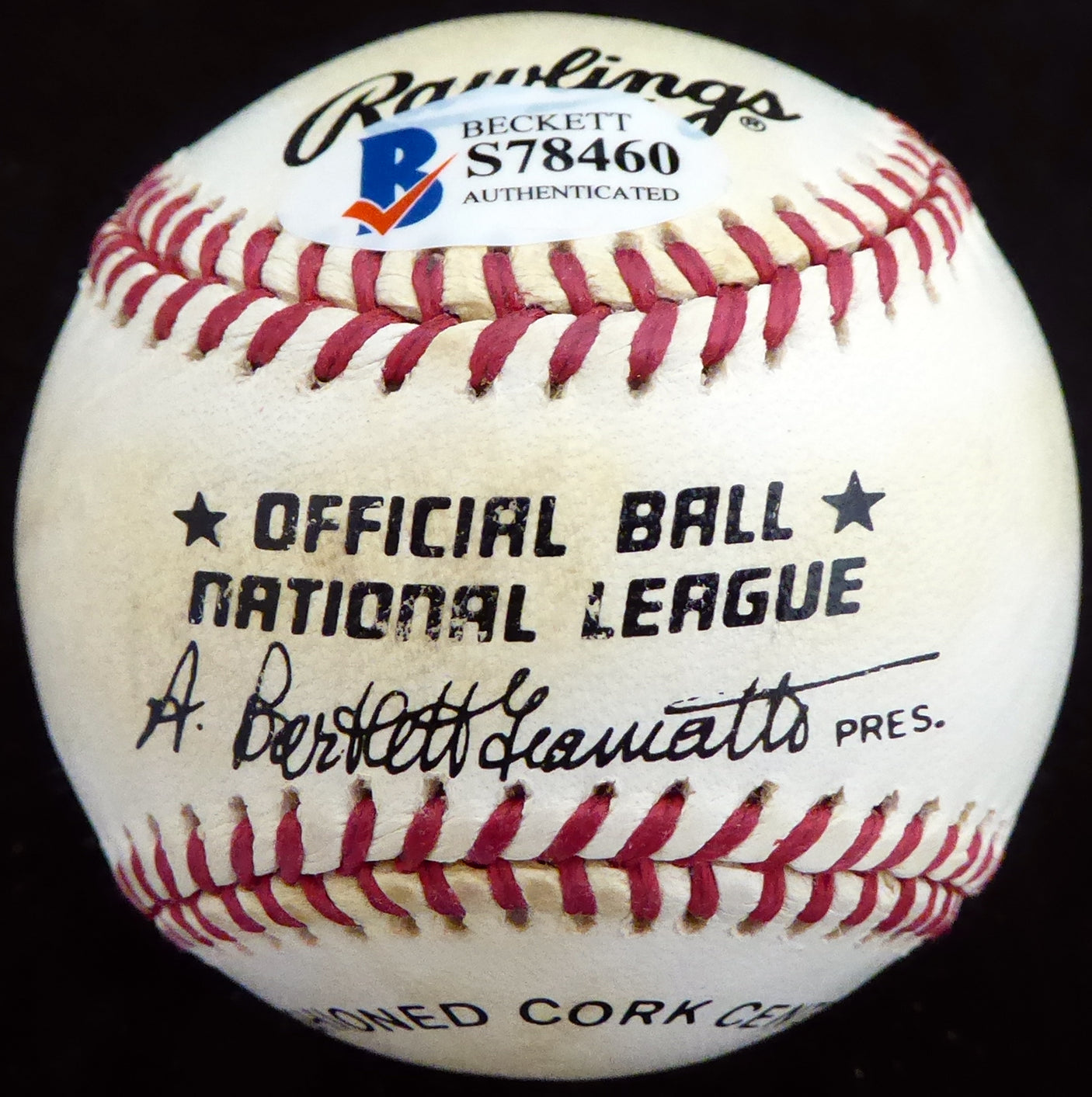 Don Mueller Autographed Official NL Baseball New York Giants "Full Name "Mandrake the Magician" NY Giants 1948-57 L.T. .296" Beckett BAS #S78460