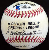 Don Mueller Autographed Official NL Baseball New York Giants "Full Name "Mandrake the Magician" NY Giants 1948-57 L.T. .296" Beckett BAS #S78460