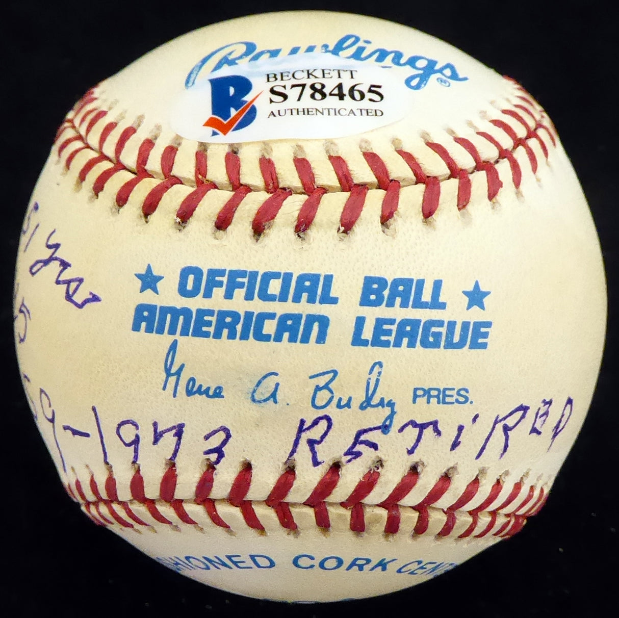Jim Turner Autographed Official AL Baseball Brooklyn Dodgers, New York Yankees "1923-51 Yrs NY 1942-45 NY 1949-59-1973 Retired" Beckett BAS #S78465