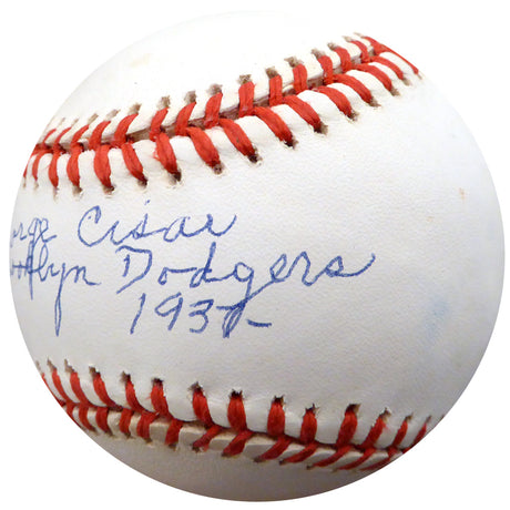 George Cisar Autographed Official NL Baseball Brooklyn Dodgers "Brooklyn Dodgers 1937" Beckett BAS #F26407