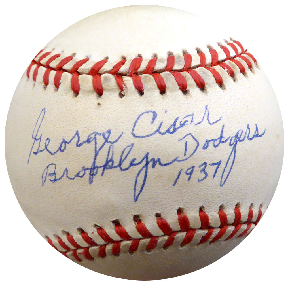 George Cisar Autographed Official NL Baseball Brooklyn Dodgers "Brooklyn Dodgers 1937" Beckett BAS #F26410