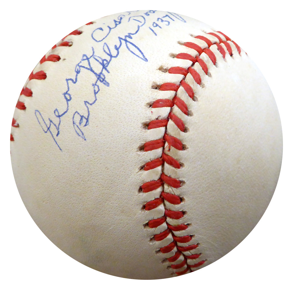 George Cisar Autographed Official NL Baseball Brooklyn Dodgers "Brooklyn Dodgers 1937" Beckett BAS #F26410