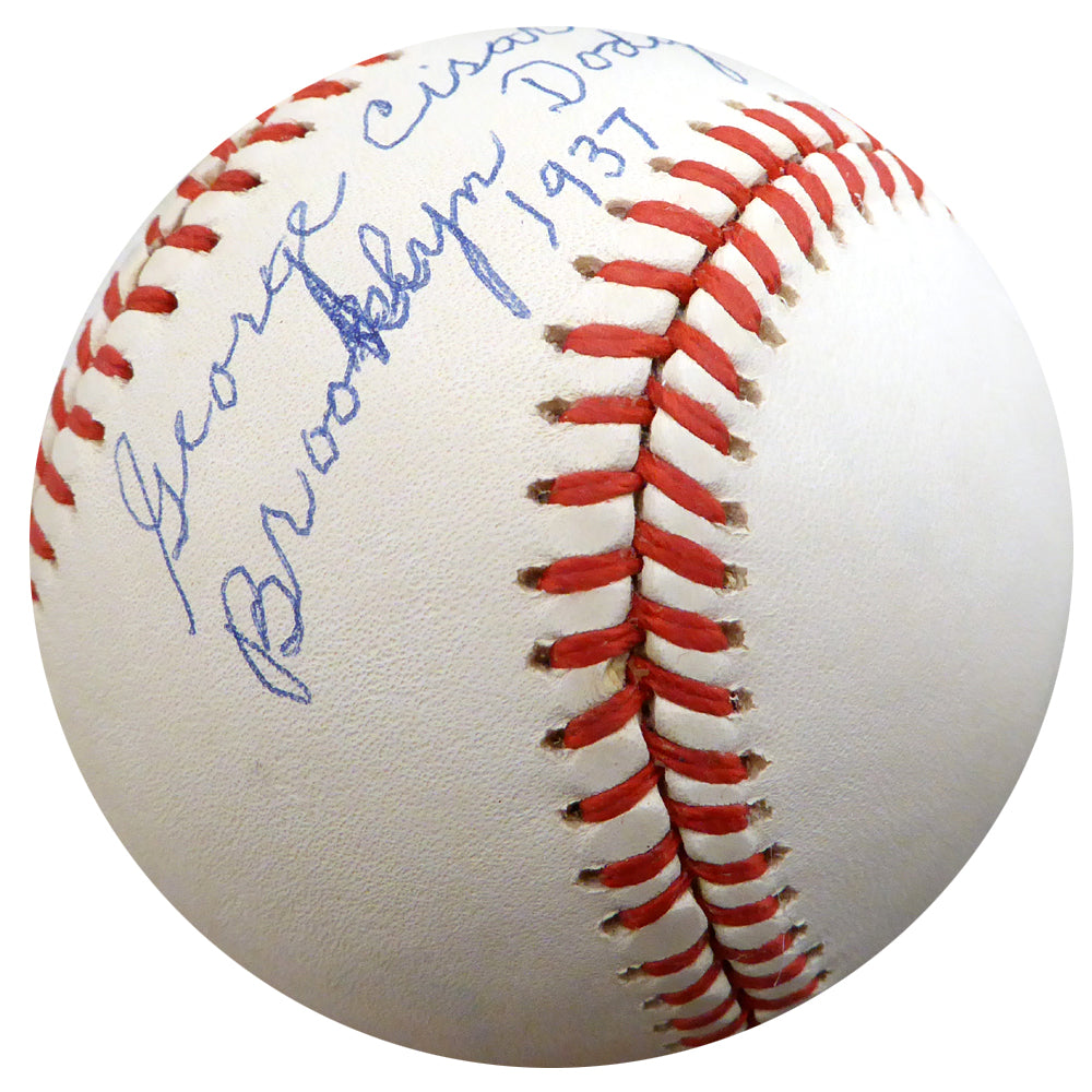 George Cisar Autographed Official NL Baseball Brooklyn Dodgers "Brooklyn Dodgers 1937" Beckett BAS #F26413