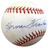 Herman Franks Autographed Official NL Baseball Brooklyn Dodgers Beckett BAS #F26555